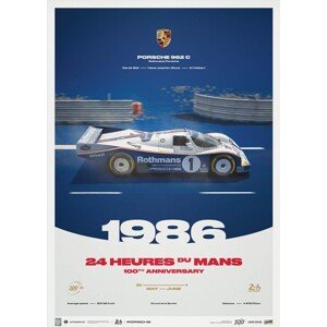 Umělecký tisk Porsche 962C - 24h Le Mans - 100th Anniversary - 1986, 50 × 70 cm