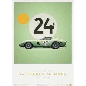 Umělecký tisk Ferrari 250 GTO - Green - 24h Le Mans - 1962 - Collector's Edition, 50 × 70 cm