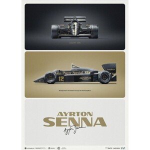 Umělecký tisk Lotus 97T - Ayrton Senna - The First Win - Estoril, 1985, 50 × 70 cm