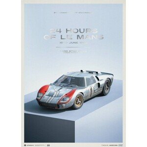 Umělecký tisk Ford GT40 - P/1015 - 24H Le Mans - 1966, 50 × 70 cm