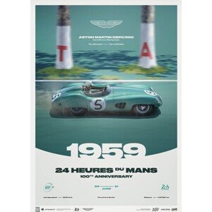 Umělecký tisk Aston Martin DBR1/300 - 24h Le Mans - 100th Anniversary - 1959, 50 × 70 cm