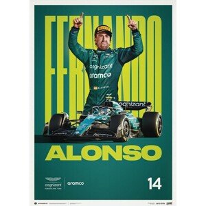 Umělecký tisk Aston Martin Aramco Cognizant Formula One™ Team - Fernando Alonso - 2023, Automobilist, 50 × 70 cm