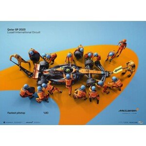 Umělecký tisk McLaren Formula 1 Team - 1.80 - World Record Fastest Pit Stop - 2023, 50 × 70 cm