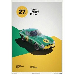 Umělecký tisk Ferrari 250 GTO - Green - Goodwood TT - 1962 - Limited Poster, 50 × 70 cm