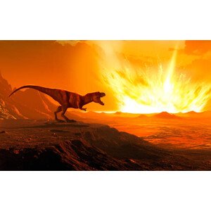 Ilustrace Tyrannosaurus observing asteroid impact, illustration, MARK GARLICK/SCIENCE PHOTO LIBRARY, 40 × 24.6 cm