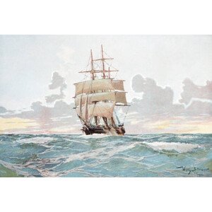 Ilustrace Sailing ship at the Cape of Good Hope, clu, 40 × 26.7 cm