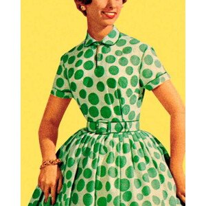 Ilustrace Woman in Green Polka Dot Dress, CSA-Images, 30 × 40 cm