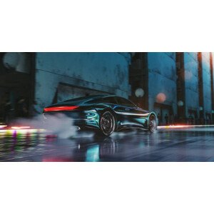 Ilustrace Speeding futuristic car, gremlin, 40 × 20 cm