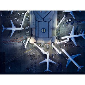 Ilustrace Airliners at  gates and Control Tower at LAX, Michael H, 40 × 30 cm
