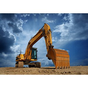 Ilustrace Yellow Excavator at Construction Site, narvikk, 40 × 26.7 cm
