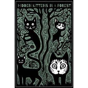 Ilustrace Hidden kittens in a forest, Chrisseee, 26.7 × 40 cm
