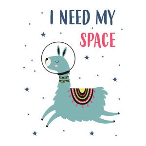 Ilustrace card of llama and space, vector illustration, MaksimYremenko, 30 × 40 cm