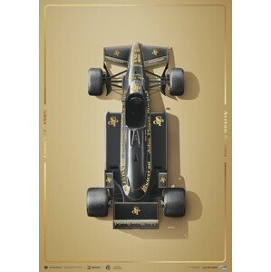 Umělecký tisk Lotus 97T - Ayrton Senna - Stunning Black - Estoril - 1985 - Gold, 50 × 70 cm