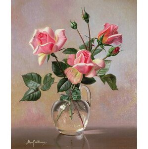 Obrazová reprodukce AB69 Pink Roses in a Glass Jug, Williams, Albert, 35 × 40 cm