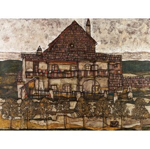Obrazová reprodukce The House with the Single Roof, Egon Schiele, 40 × 30 cm