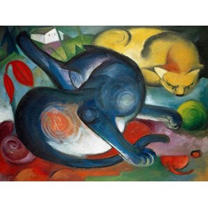 Obrazová reprodukce Two Cats, Blue & Yellow, Franz Marc, 40 × 30 cm