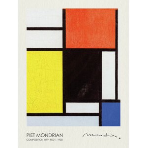 Obrazová reprodukce Composition with red (1930), Piet Mondrian, 30 × 40 cm