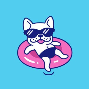 Ilustrace Funny French bulldog in sunglasses, Sudowoodo, 40 × 40 cm