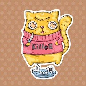 Ilustrace funny cat killer, hiro-hideki, 40 × 40 cm