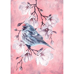 Ilustrace Small Bird on the branch of, oxygen, 30 × 40 cm