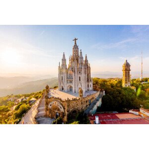 Fotografie Aerial view of Barcelona skyline with, Alexander Spatari, 40 × 26.7 cm