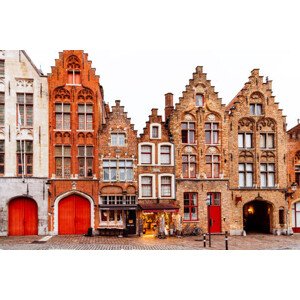 Fotografie Medieval houses standing in a row, Bruges, Belgium, Alexander Spatari, 40 × 26.7 cm