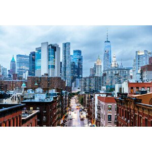Fotografie Illuminated Manhattan Financial District skyscrapers seen, Alexander Spatari, 40 × 26.7 cm