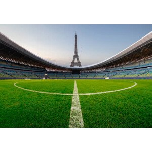 Fotografie soccer field and Eiffel tower, lupengyu, 40 × 26.7 cm