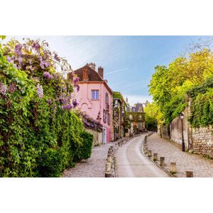 Fotografie Street in Montmartre with blooming wisteria, Alexander Spatari, 40 × 26.7 cm