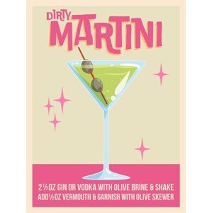 Ilustrace Dirty Martini Cocktail, WallChart Art Studio, 30 × 40 cm