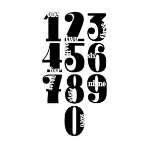 Ilustrace Numbers White, Sofie Bjorkgren-Nase, 30 × 40 cm