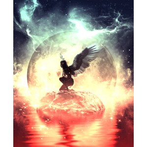 Ilustrace Angel in heaven land, chainatp, 30 × 40 cm