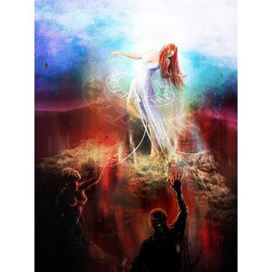 Ilustrace Goddess fighting demons, breakermaximus, 30 × 40 cm