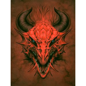 Ilustrace Red dragon in stone background, Refluo, 30 × 40 cm
