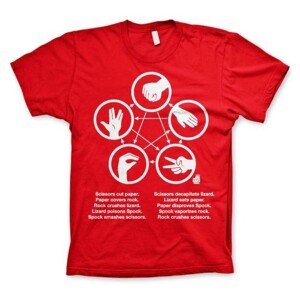 Tričko The Big Bang Theory - Sheldons Rock-Paper-Scissors-Lizard Game, L