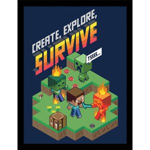 Obraz na zeď - Minecraft - Create, Explore, Survive, 34.3 x 44.5 cm