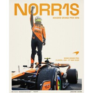 Umělecký tisk McLaren Formula 1 Team – Lando Norris - Maiden Grand Prix Win - Miami – 2024 -, 40 × 50 cm