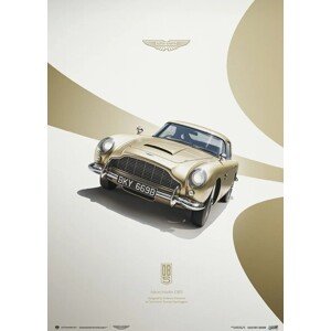 Umělecký tisk Aston Martin DB5 1964 Golden - Classic Car Series - Aston Martin Poster, 50 × 70 cm