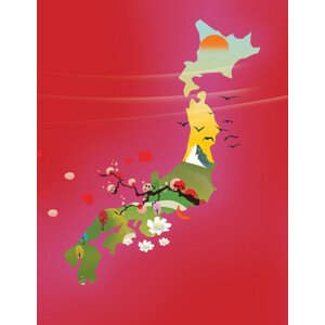 Ilustrace Japan Travel Map, Nicholas, 30 × 40 cm