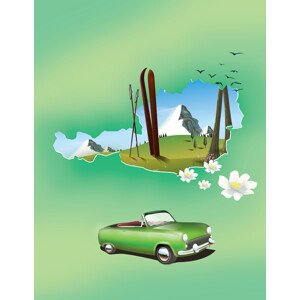 Ilustrace Austria Travel map, Nicholas, 30 × 40 cm
