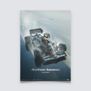 Umělecký tisk Lotus 97T - Ayrton Senna - Rainmaster - Estoril, 1985 - Collector’s Edition - Re-edition, Automobilist, 50 × 70 cm