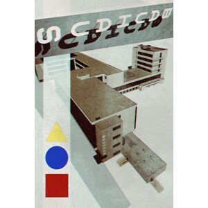 Ilustrace Bauhaus Dessau architecture in vintage magazine style III, Rosana Laiz Blursbyai, 26.7 × 40 cm