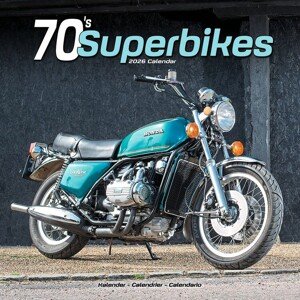 Kalendář 2026 70'S Superbikes, 30,5 x 30,5 (30,5 x 61) cm