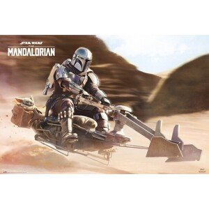 Plakát, Obraz - Star Wars: The Mandalorian - Speeder Bike, 91.5 × 61 cm