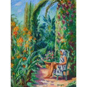Obrazová reprodukce Odette in the Oustalet garden, Henri Manguin, 30 × 40 cm