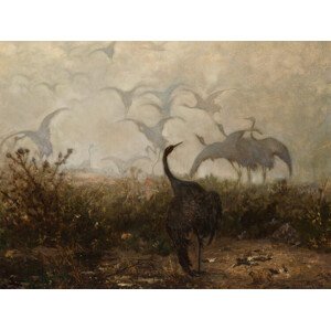 Obrazová reprodukce The Cranes - Józef Chelmoński, 40 × 30 cm